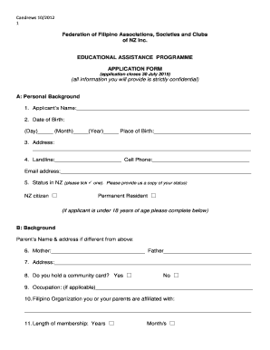 Educational Assistance Application Form