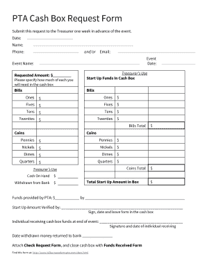 Cash Box Request Form