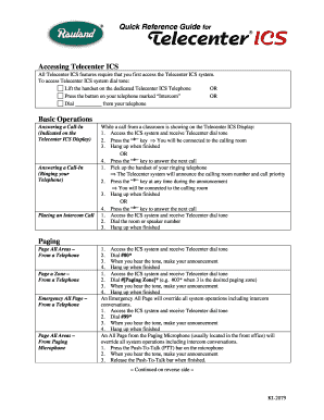 Rauland Telecenter Ics Manual  Form