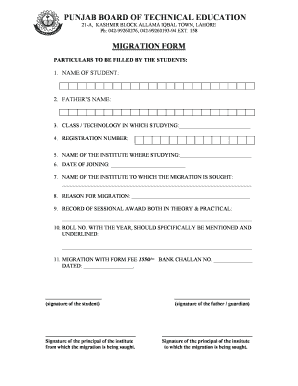 Bise Lahore Migration Form