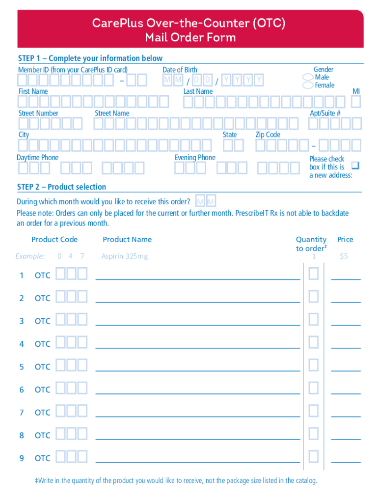 Careplus Otc 20182024 Form Fill Out and Sign Printable PDF Template