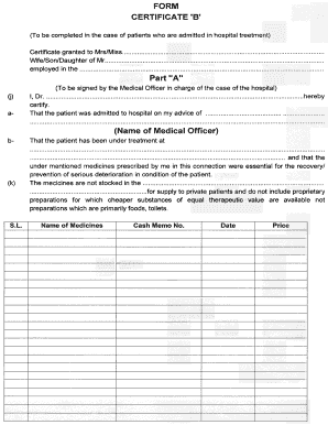 Certificate B Form