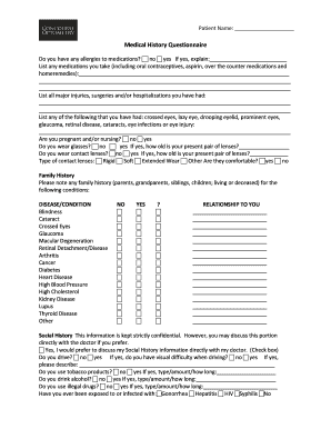  Medical History Questionnaire Concourse Optometry 2017-2024