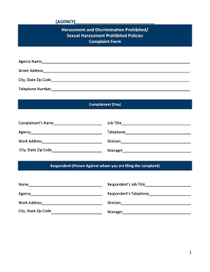 Sexual Harassment Prohibited Policies Complaint Form Sexual Harassment