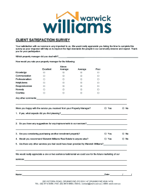 Real Estate Client Satisfaction Survey Template  Form