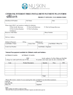 Product Offline Fax Order Form Nu Skin