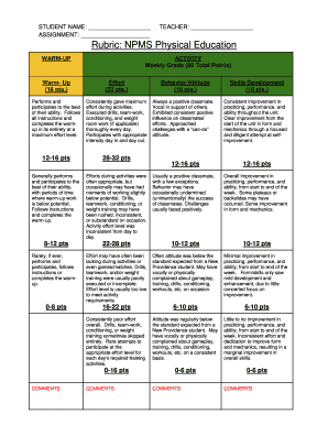 Pe Rubrics  Form