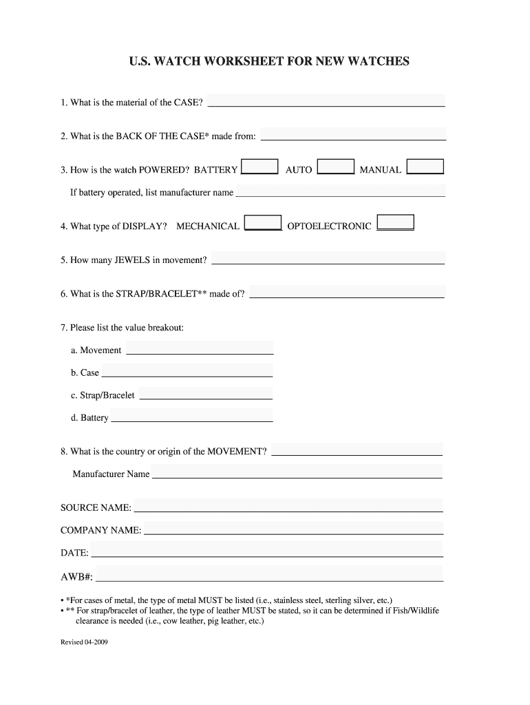  Fedex Watch Worksheet 2009-2024