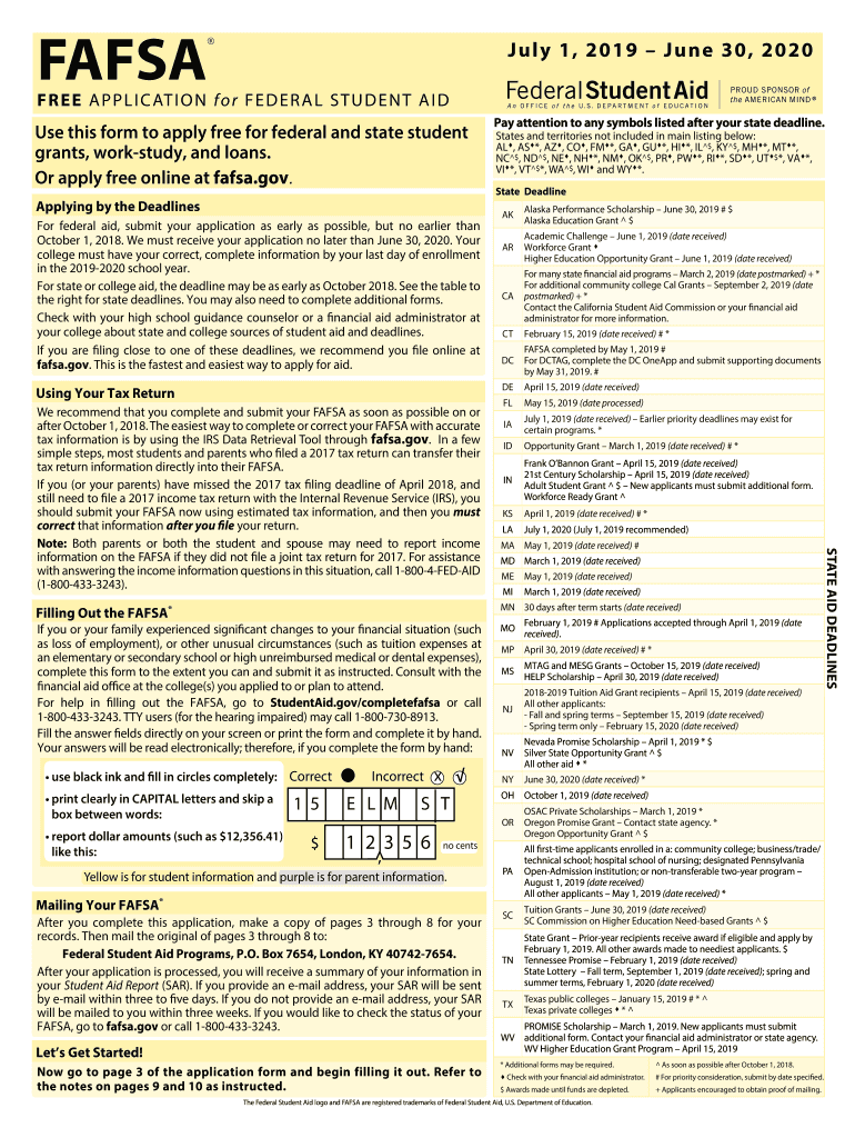 Application for Federal Student Aid FAFSA Application for Federal Student Aid  Form