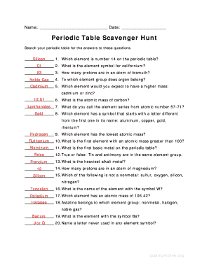 Periodic Table Scavenger Hunt  Form