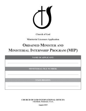 Ordained Minister and Ministerial Internship Program Mip  Form