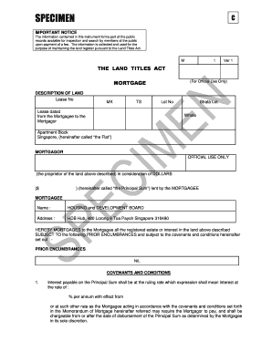 Specimen Form for Mortgage PDF