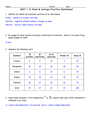 Isotope Practice Worksheet  Form