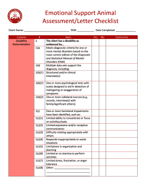 Esa Checklist  Form