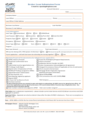 Broker Loan Submission Form 1008 Atlantic Pacific Mortgage