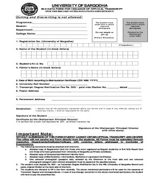 Uos Transcript Form