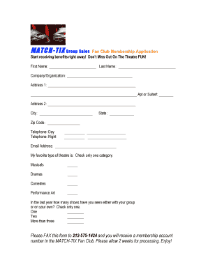 Fan Club Application Form