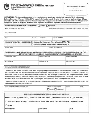 Get and Sign Declaration for Multi Day Fishing Trip  FG935  State of California 2018-2022 Form