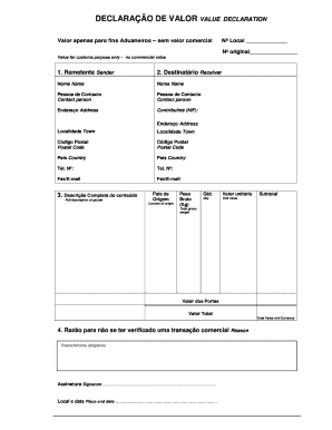 Declarao De Valor Value Declaration CTT  Form