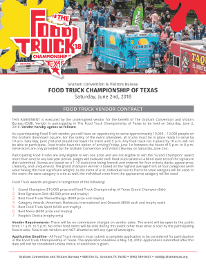 Simple Food Truck Contract Template  Form