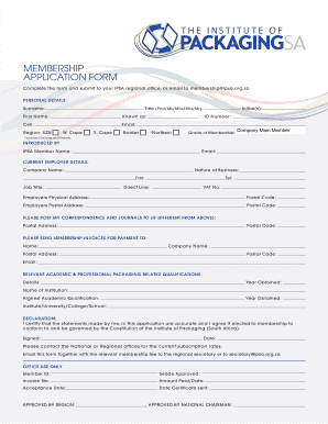 Get and Sign 'fillable ' Application Form Institute of Packaging SA 