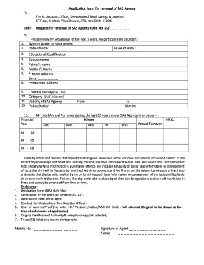 Sas Agency Renewal Form