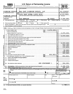 Aaa Fast Plumbing Tax Return  Form