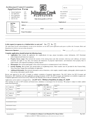 Architectural Control Committee File No Application Form