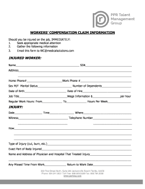 Workers Comp Claim Form