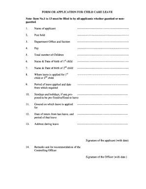 Child Care Leave Format