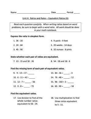 Equivalent Ratios PDF  Form