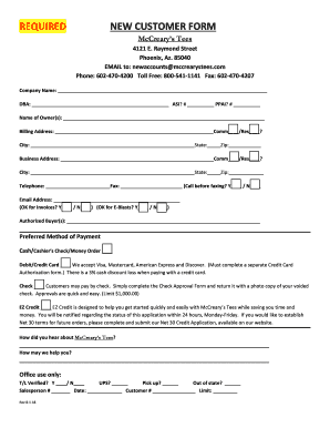 New Customer Form