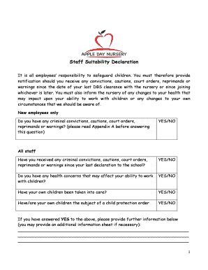 Staff Suitability Declaration Form