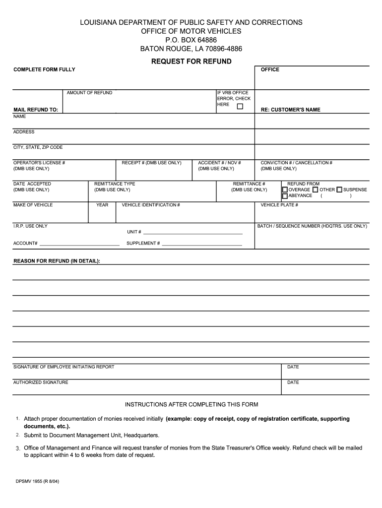 LOUISIANA DEPARTMENT of PUBLIC SAFETY and CORRECTIONS  Form