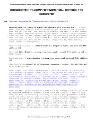 Introduction to Computer Numerical Control 5th Edition PDF  Form