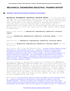 Mechanical Engineering Industrial Training Report PDF  Form