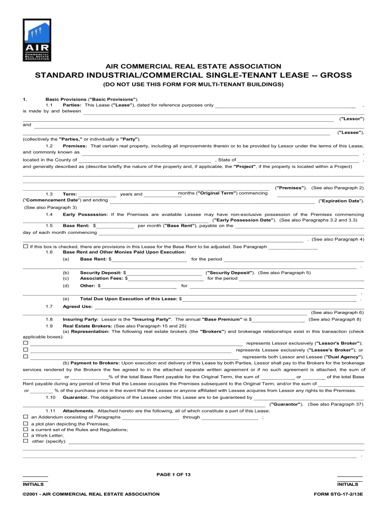 STANDARD INDUSTRIALCOMMERCIAL SINGLE TENANT LEASE GROSS  Form