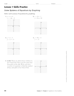 Lesson 7 Skills Practice Solve Systems of Equations by Graphing Course 3 Chapter 3  Form