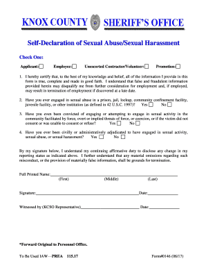 Self Declaration of Sexual AbuseSexual Harassment  Form
