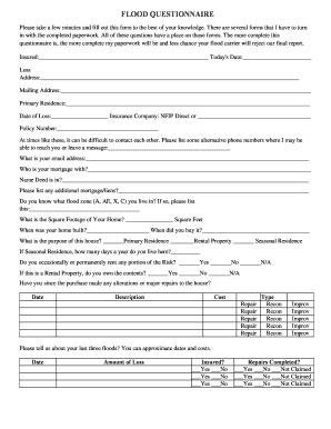 Flood Questionnaire  Form
