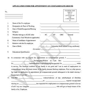 APPLIICATION FORM for APPOINTMENT on COMPASSIONATE GROUND