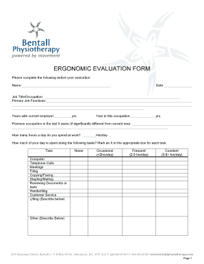 Ergonomic Evaluation Form