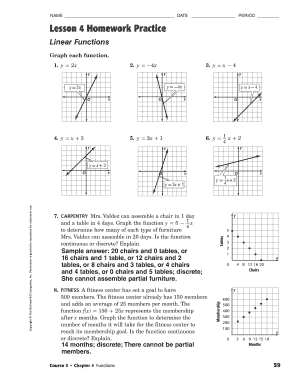 Lesson 4 Homework Practice Linear Functions  Form