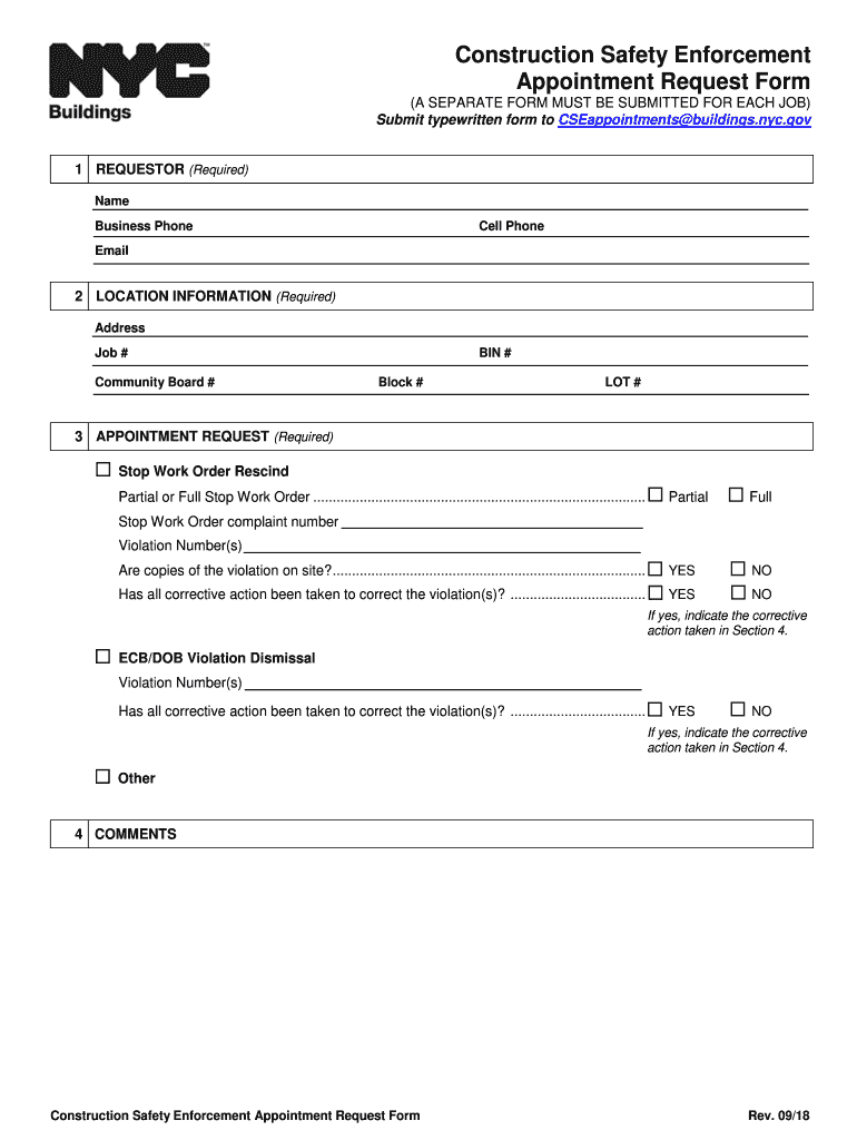  Construction Safety Enforcement Appointment Request Form 2018