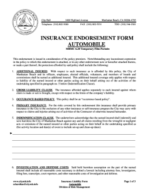 Insurance Endorsement Form