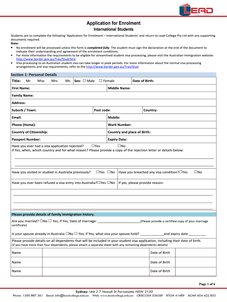 Lead College Application Form
