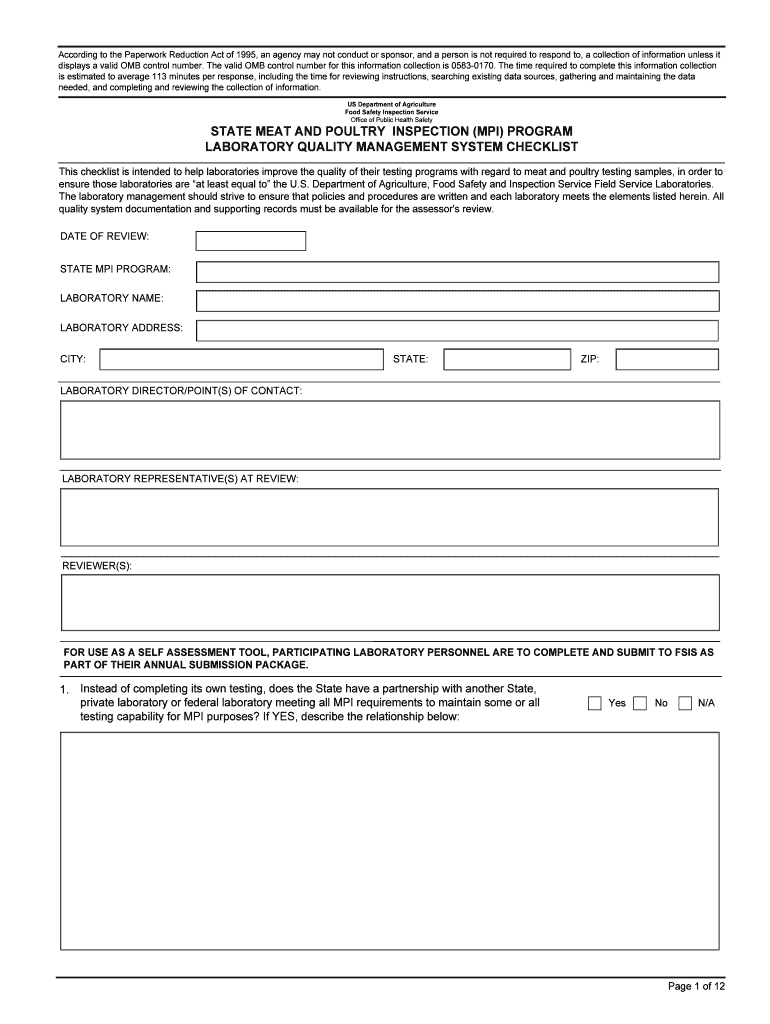 Fsis 5720 14 State Meat and Poultry Inspection Mpi Program  Form