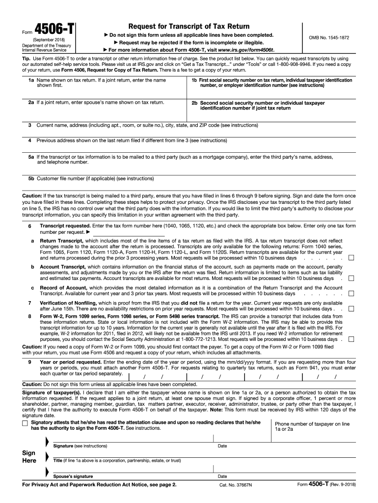  4506 T Form 2018