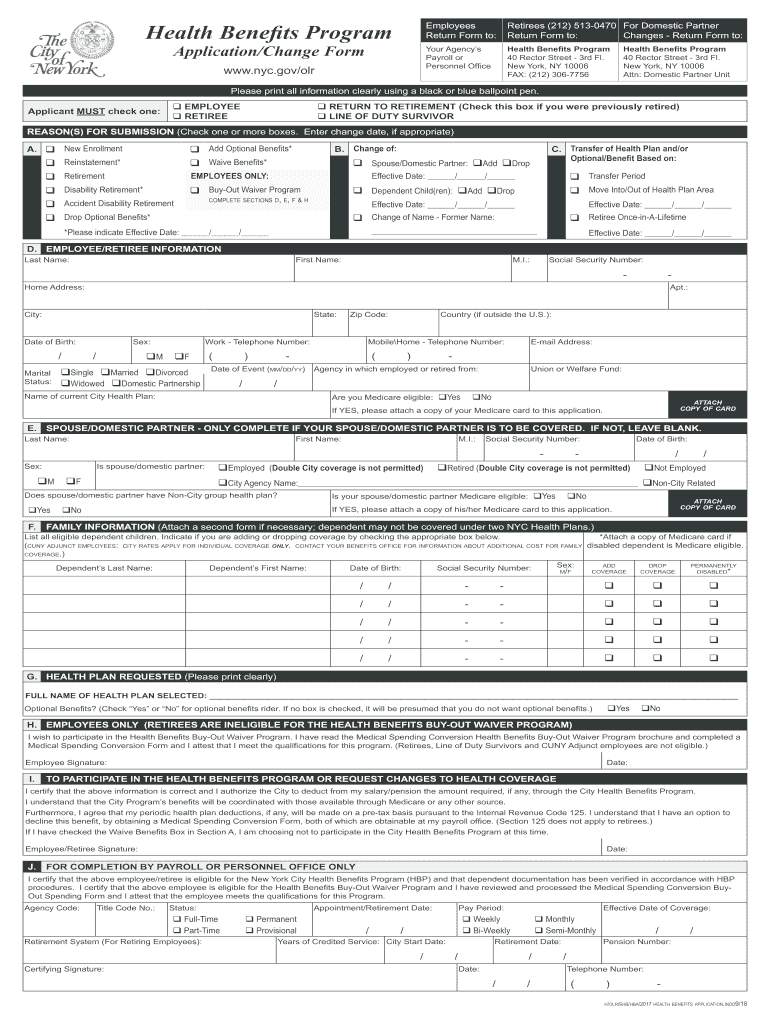  New York Health Application Form 2018-2024