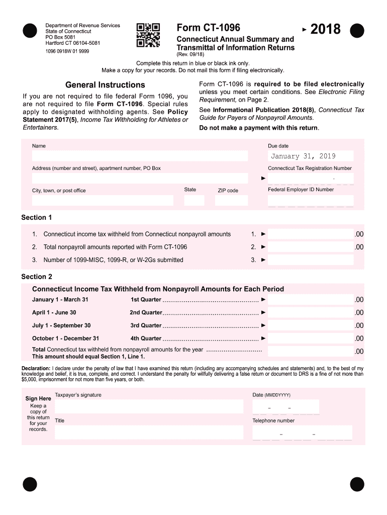 Printable 1096 form 2018 - Fill Out and Sign Printable PDF ...